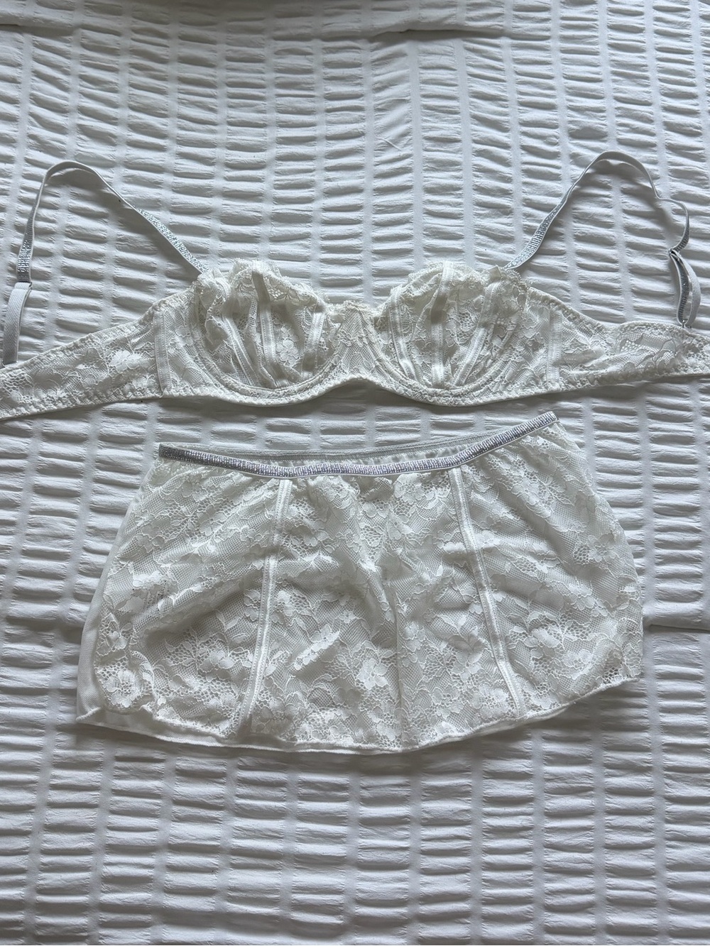 Lace Bra & Skirted Panty Set